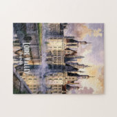 Custom Watercolor France Loire Valley Retro Castle Puzzle (Horizontal)