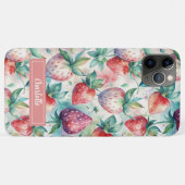 Custom Watercolor Fresh Strawberries Case-Mate iPhone Hülle (Rückseite (Horizontal))