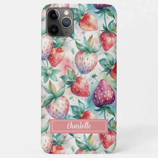 Custom Watercolor Fresh Strawberries Case-Mate iPhone Hülle (Rückseite)