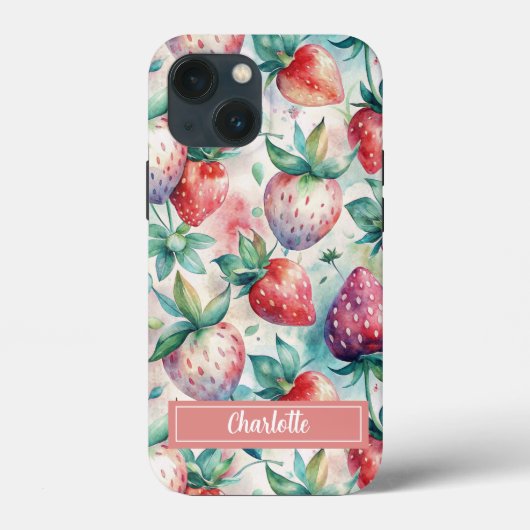 Custom Watercolor Fresh Strawberries Case-Mate iPhone Hülle (Rückseite)