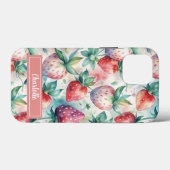 Custom Watercolor Fresh Strawberries Case-Mate iPhone Hülle (Rückseite (Horizontal))