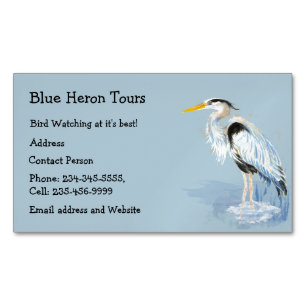 Custom Watercolor Great Blue Heron Bird Magnetische Visitenkarte