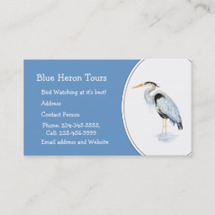 Custom Watercolor Great Blue Heron Bird Visitenkarte