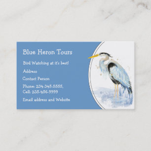 Custom Watercolor Great Blue Heron Bird Visitenkarte