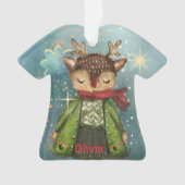 Custom Watercolor Hirsche Kids Foto Weihnachten Ornament (Vorderseite)