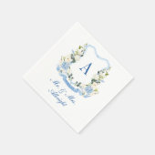 Custom Watercolor Hydrangea Floral Crest Wedding Serviette (Ecke)