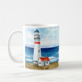 Custom Watercolor Lighthouse Sailboat Beach Kaffeetasse (Links)