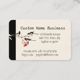 Custom Watercolor Magpie Garden Birds Art Visitenkarte