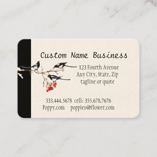 Custom Watercolor Magpie Garden Birds Art Visitenkarte (Vorderseite)