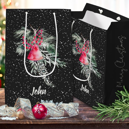 Custom Watercolor Moderne botanische Weihnachtsfei Mittlere Geschenktüte