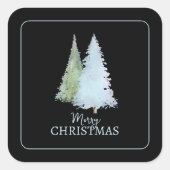 Custom Watercolor Nordic Winter Black Christmas Quadratischer Aufkleber (Vorderseite)