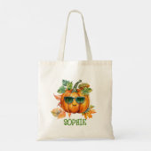 Custom Watercolor Orange Pumpkin Halloween Candy Tragetasche (Rückseite)