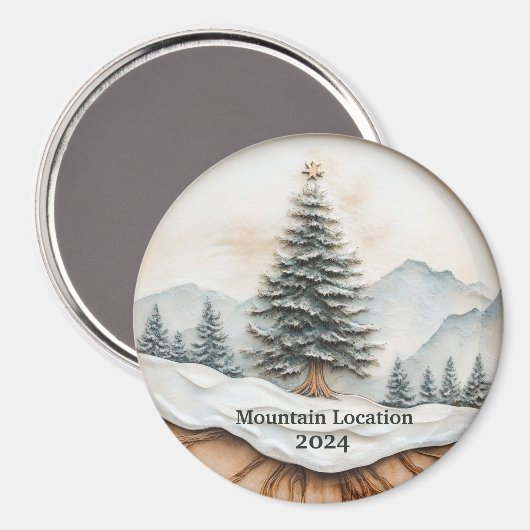 Custom Watercolor Rustic Mountain  Magnet (Vorderseite/Rückseite)