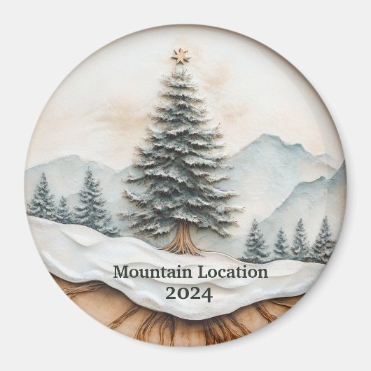 Custom Watercolor Rustic Mountain Magnet (Vorne)