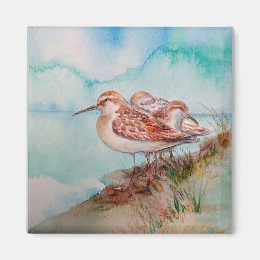 Custom Watercolor Sandpiper Shore Beach Bird Art Magnet (Vorne)