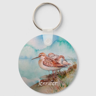 Custom Watercolor Sandpiper Shore Beach Bird Art Schlüsselanhänger
