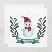 Custom Watercolor Snowman Weihnachtskarte (Vorne/Hinten)