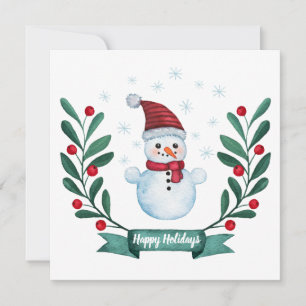 Custom Watercolor Snowman Weihnachtskarte