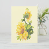 Custom Watercolor Sonnenblumengarten Blume Einladung (Stehend Vorderseite)