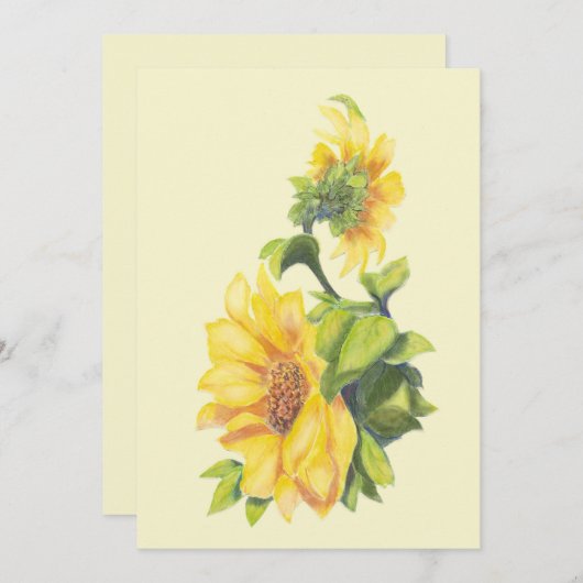 Custom Watercolor Sonnenblumengarten Blume Einladung (Vorne/Hinten)