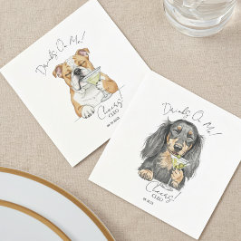 Custom Watercolor Wedding Dog Drinks auf mir Serviette