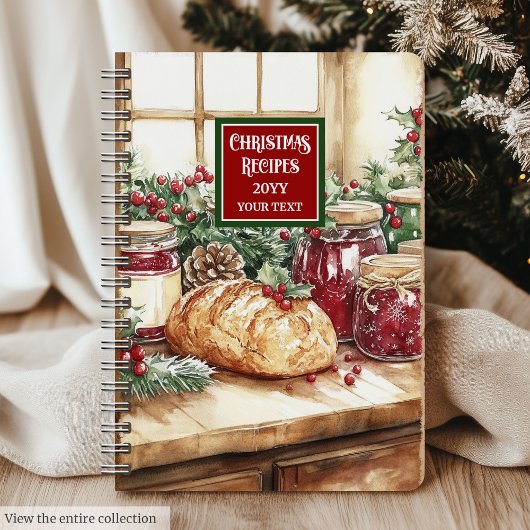 Custom Watercolor Weihnachts Rezept Journal Gesche Notizblock