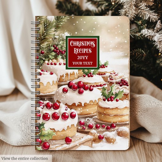 Custom Watercolor Weihnachts-Rezept-Notebook Notizblock