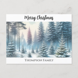 Custom watercolor Weihnachtskiefernwald Postcard Postkarte