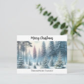 Custom watercolor Weihnachtskiefernwald Postcard Postkarte (Stehend Vorderseite)