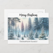 Custom watercolor Weihnachtskiefernwald Postcard Postkarte (Vorne/Hinten)