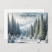 Custom watercolor Weihnachtskiefernwald Postcard Postkarte (Vorne/Hinten)