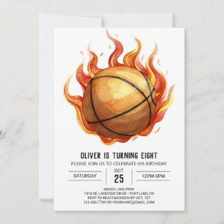 Custom Watercolor Whimsical Basketball Geburtstag Einladung