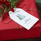 Custom Watercolor White Green Pine Frohe Weihnacht Geschenkanhänger