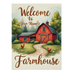 Custom Watercolor Willkommen im Bauernhof-Zeichen Poster