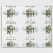 Custom Watercolor Winter Pine Green Tree Weihnacht Geschenkpapier (Flach)