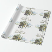 Custom Watercolor Winter Pine Green Tree Weihnacht Geschenkpapier (Ungerollt)