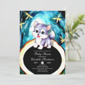Custom Watercolor Wolf Baby Dusche Einladung (Stehend Vorderseite)