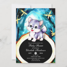 Custom Watercolor Wolf Baby Dusche
