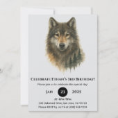 Custom Watercolor Wolf Birthday  Einladung (Vorderseite)