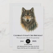 Custom Watercolor Wolf Birthday Einladung (Vorne/Hinten)