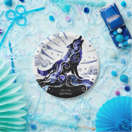 Custom Watercolor Wolf Geburtstag Pappteller