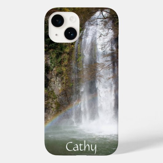 Custom Waterfall & Rainbow iPhone 14 Case (Rückseite)