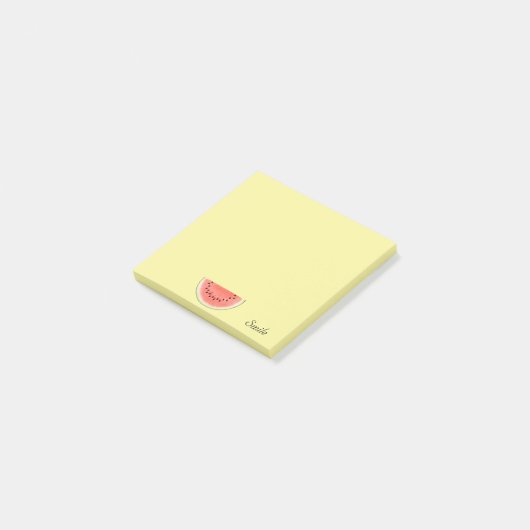 Custom Watermelon Frucht on Yellow Post-it Klebezettel (angewinkelt)