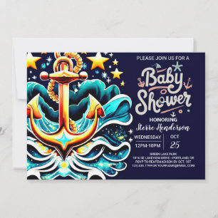 Custom Waves Blue Ocean Baby Dusche Einladung