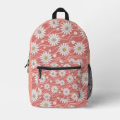 Custom Wavy Pink Daisies Bedruckter Rucksack (Vorderseite)