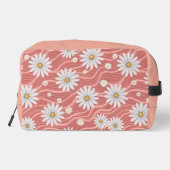Custom Wavy Pink Daisies Waschbeutel (Rückseite)