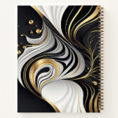 Custom Wavy Schwarz/Gold Notebook Notizblock (Rückseite)
