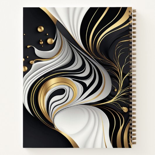 Custom Wavy Schwarz/Gold Notebook Notizblock (Rückseite)