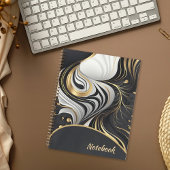 Custom Wavy Schwarz/Gold Notebook Notizblock