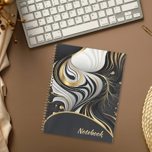 Custom Wavy Schwarz/Gold Notebook Notizblock